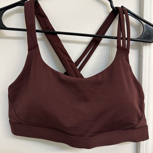 Athleta Run Free Burgundy Strappy Sports Bra - Picture 2 of 5